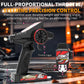 Black RC remote controller with steering wheel and throttle trigger grips