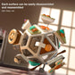 Multi-sided busy board cube toy with flip-open panels and interactive controls