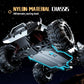 White remote control off-road truck with neon-lit chassis and rugged tires