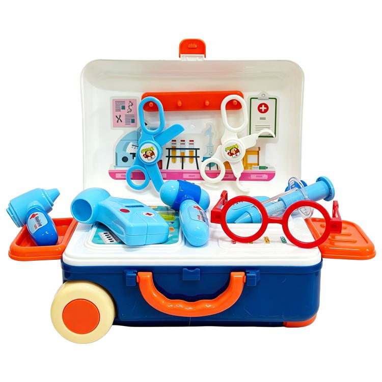 Simulation Plastic Pretend Play Pull Rod Box, Tools, Kitchen, Doctors, Beauty