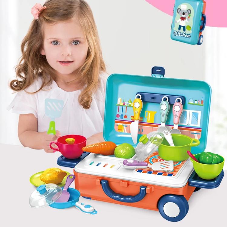 Simulation Plastic Pretend Play Pull Rod Box, Tools, Kitchen, Doctors, Beauty