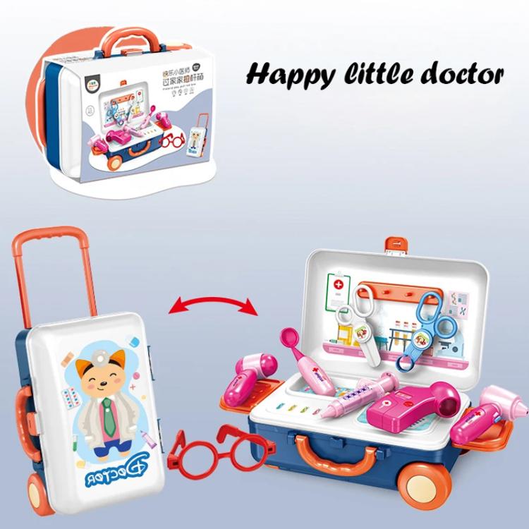 Simulation Plastic Pretend Play Pull Rod Box, Tools, Kitchen, Doctors, Beauty