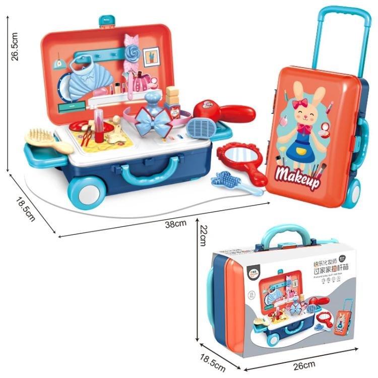 Simulation Plastic Pretend Play Pull Rod Box, Tools, Kitchen, Doctors, Beauty