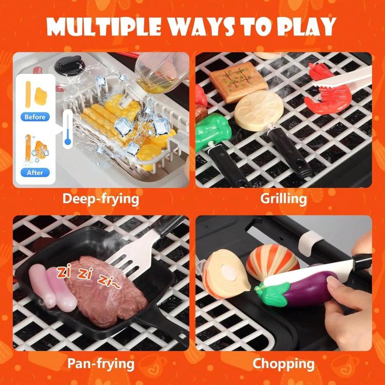 42pcs / Set Electric Sound and Light Spray Children Pretend Simulation Barbecue Grill Toy Set