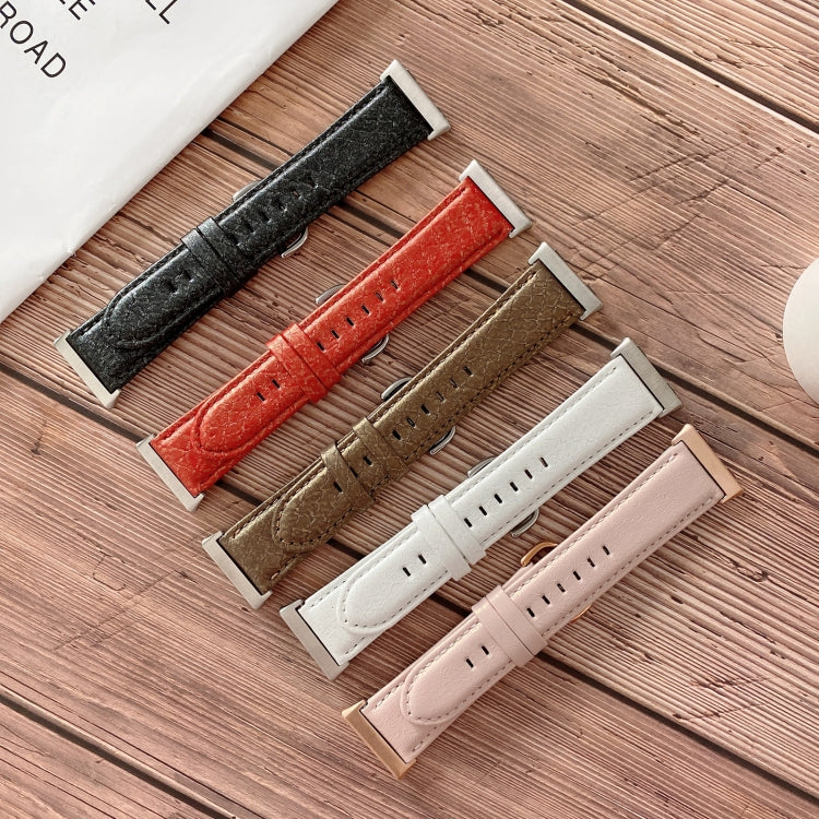 Assorted shell-texture watchbands set in black, red, brown, white, and pink
