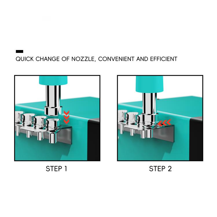 Hot air rework station nozzle quick-change steps illustration