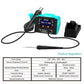 Teal hot air gun station kit with control screen, soldering iron, and black power cradle