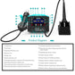 Digital control panel with twin blue displays on teal hot air gun station