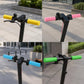 Scooter handlebar silicone anti-slip covers shown in yellow, pink, green, and blue