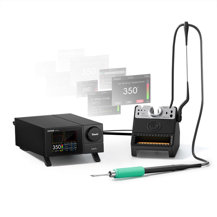 Smart soldering station with display screen, all-in-one sleep stand, and soldering iron