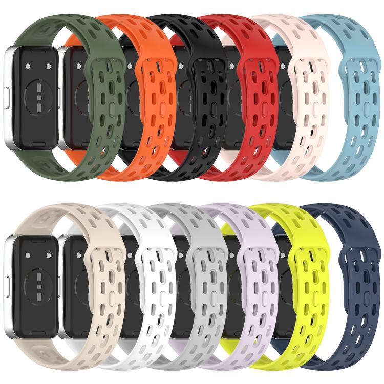 Perforated TPU watch bands in multiple colors, shown from the back