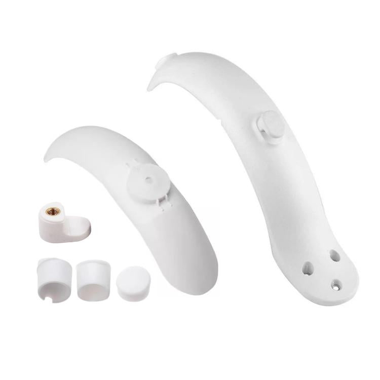 White electric scooter front and rear mudguards with hooks and screw plug parts