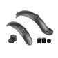 Black electric scooter front and rear mudguards with hooks and screw plug parts