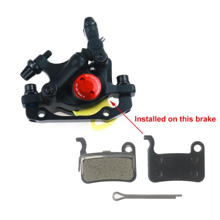 Resin semi-metal hydraulic brake pads for Xtech, pair with metal installation pin