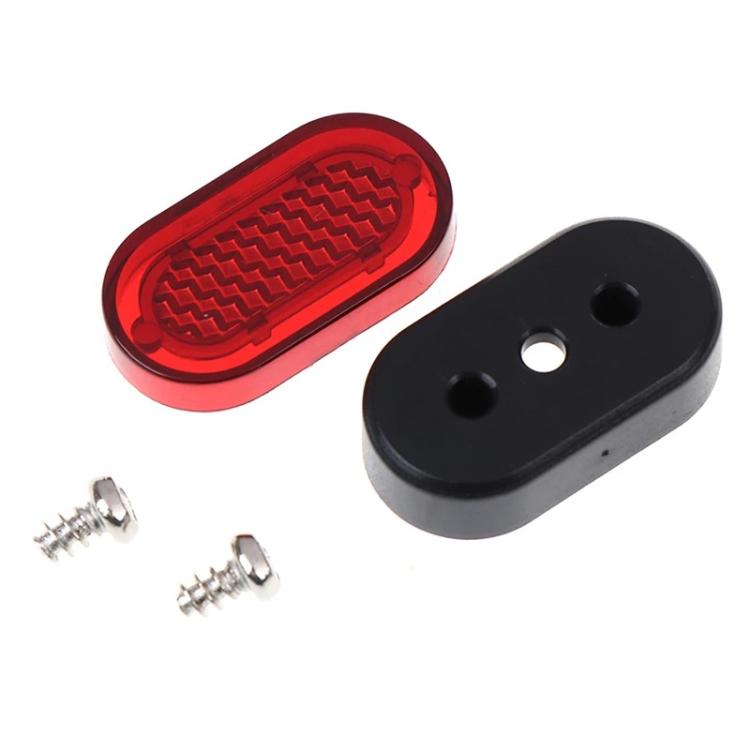 Electric scooter rear fender light cover with red lens, black base, and screws