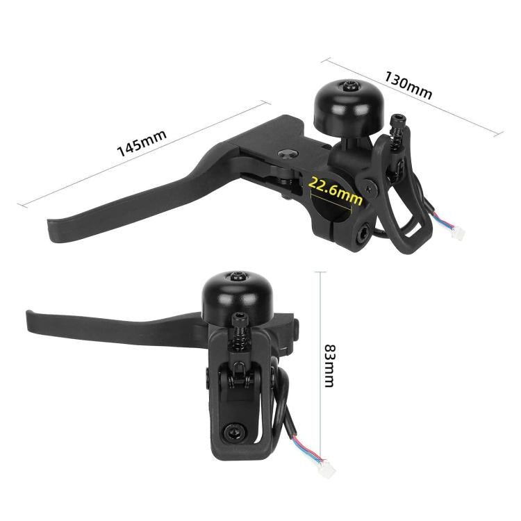 Black scooter bell brake lever with two cable wires and mounts