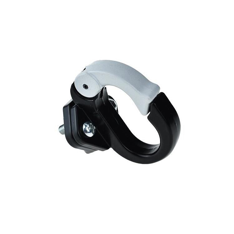 Black alloy steel front scooter hook with mounting bolt and clamp
