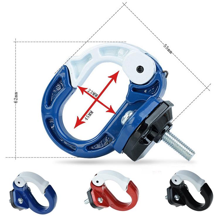 Blue front scooter hook; white pad with size measurement diagram
