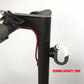 Front scooter stem with silver front hook mounted on the frame