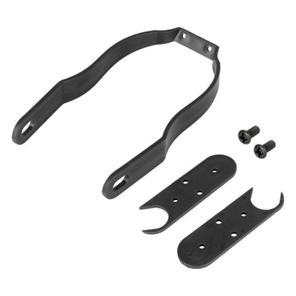 Black rear fender bracket set with gap cover and mounting plates, includes screws