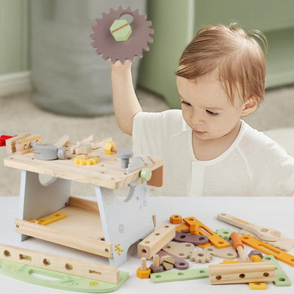 Simulation DIY Children Pretend Play Multifunctional Wooden Tool Bench