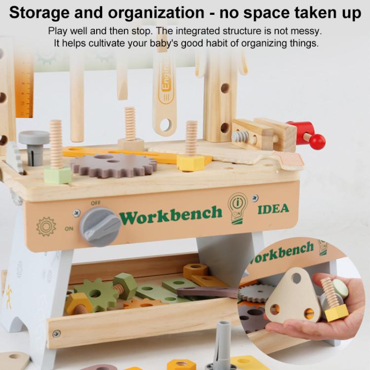 Simulation DIY Children Pretend Play Multifunctional Wooden Tool Bench