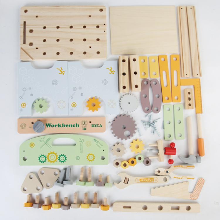 Simulation DIY Children Pretend Play Multifunctional Wooden Tool Bench
