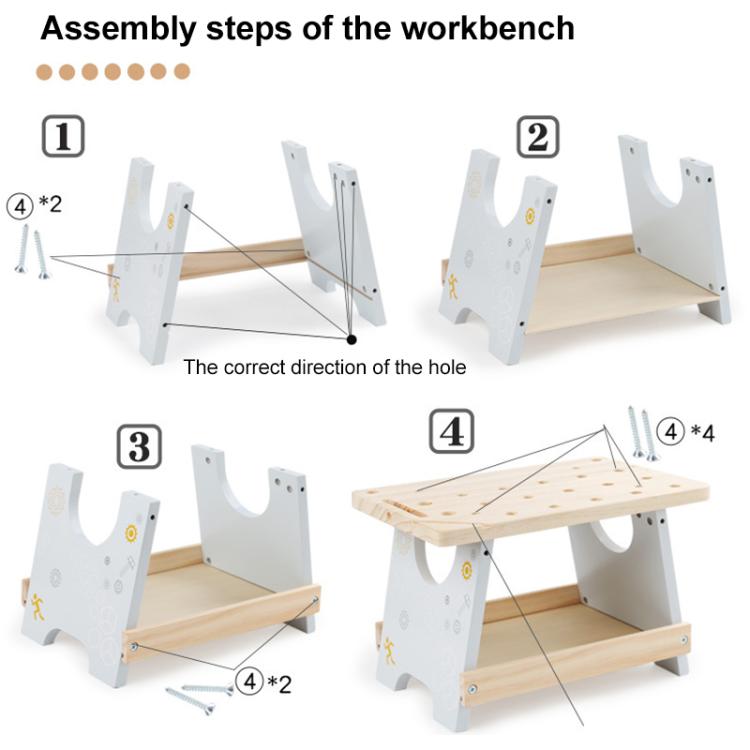 Simulation DIY Children Pretend Play Multifunctional Wooden Tool Bench