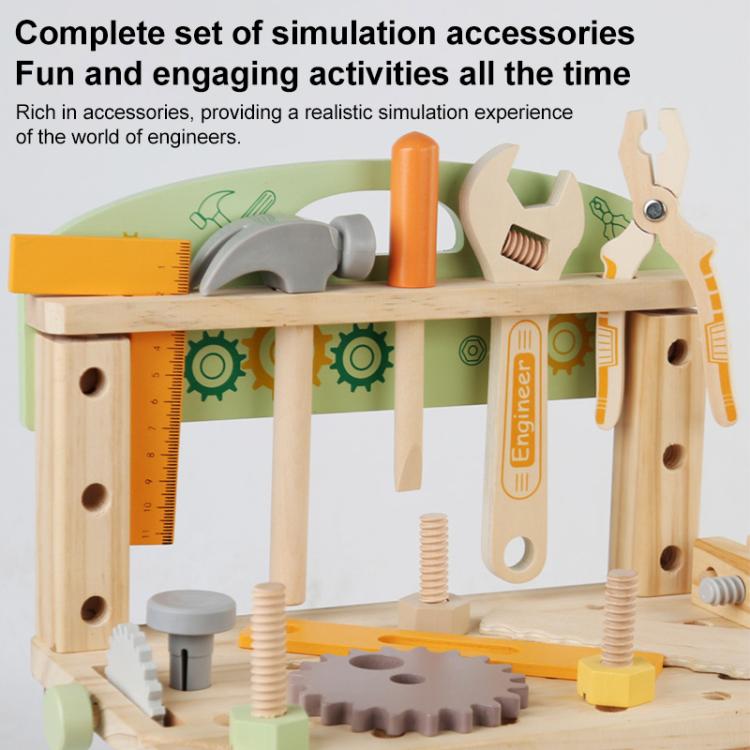 Simulation DIY Children Pretend Play Multifunctional Wooden Tool Bench