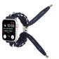 Apple Watch braided umbrella cord strap, dark blue with white knots and silver metal ends