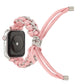 Braided umbrella cord Apple Watch strap, light pink with gray-white knots and silver end tips