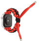 Braided umbrella cord strap for Apple Watch, red with black braided loop and metal ends