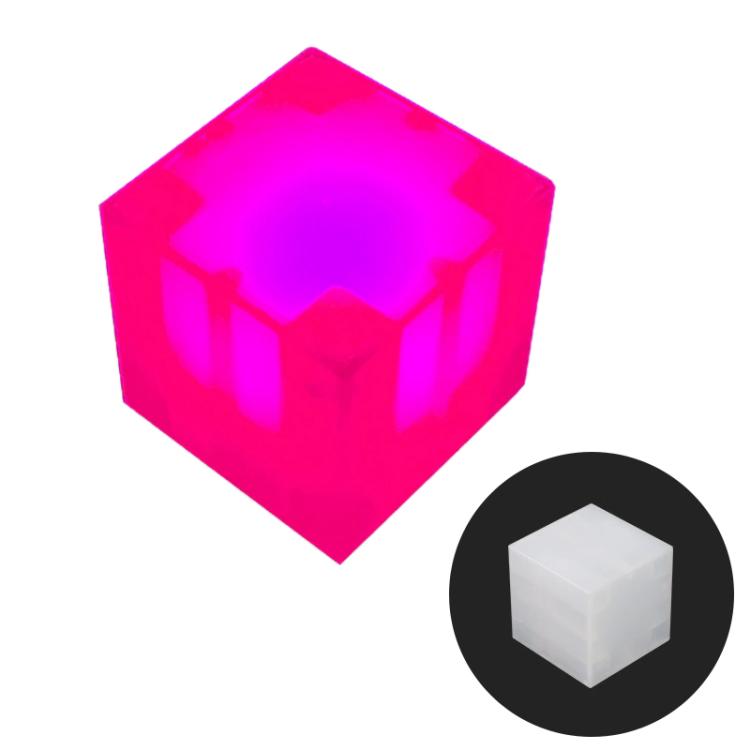 Pink translucent magnetic cube LED night light, 2.5 cm