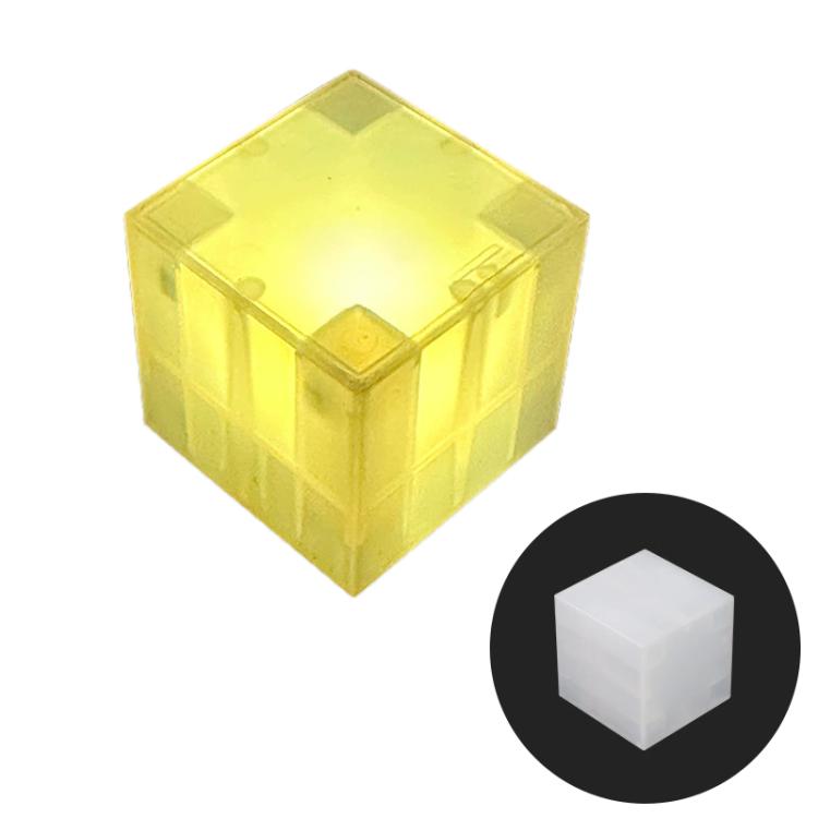 Yellow translucent magnetic cube LED night light, 2.5 cm