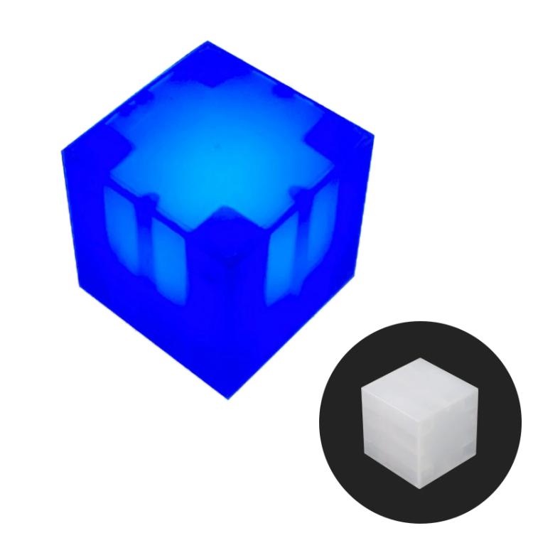 Blue translucent magnetic cube LED night light with strong glow, 2.5 cm