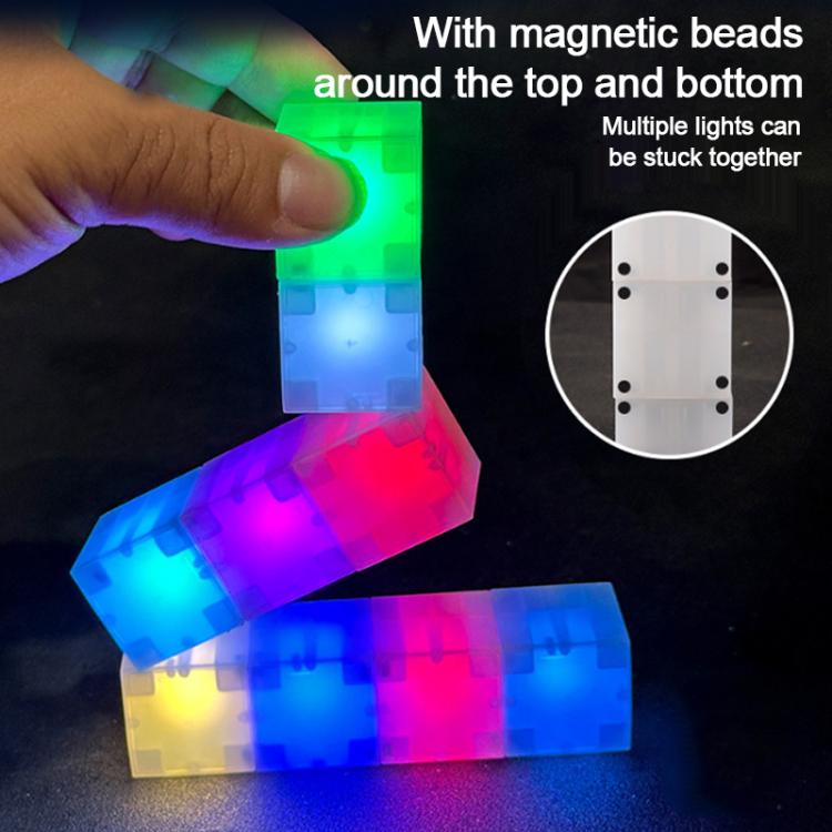 Glowing magnetic cube building blocks with colorful LED lights