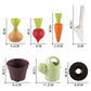 Pretend plant set with watering can, small pots, and vegetable-shaped pieces plus tool