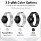 Watch bands in two-tone silver and gold, silver, and black stainless steel finishes