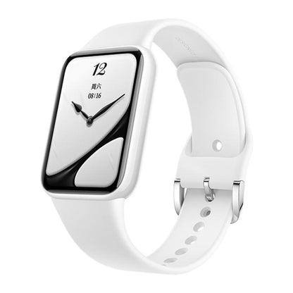 Xiaomi Smart Band 10 Pro with white band and rectangular analog-style display