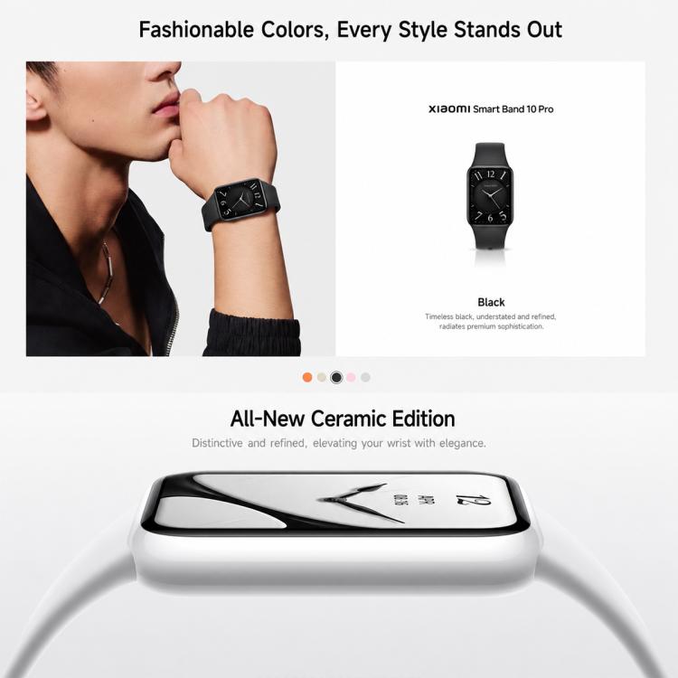 Xiaomi Smart Band 10 Pro ceramic edition with white band and polished case