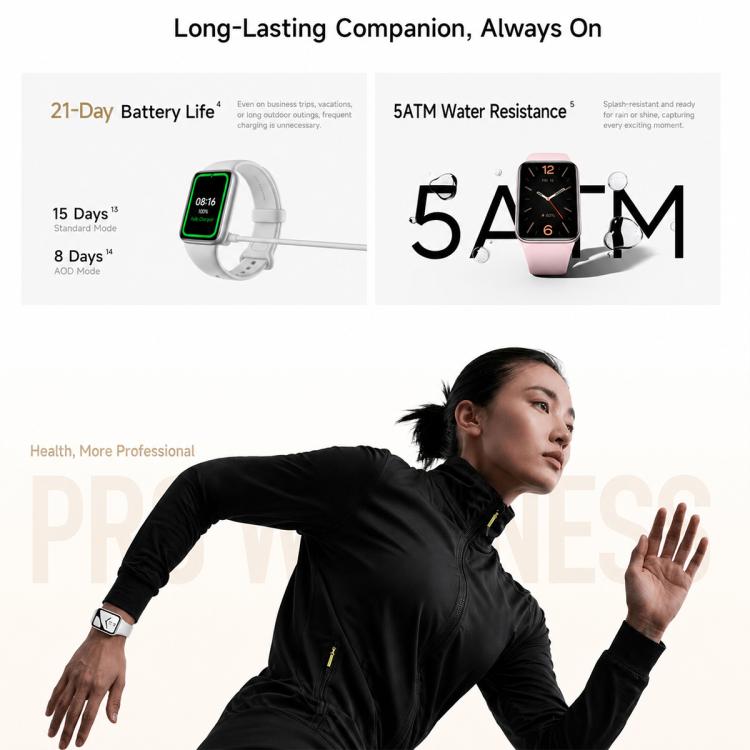 Xiaomi Smart Band 10 Pro with white and pink straps, shown during exercise