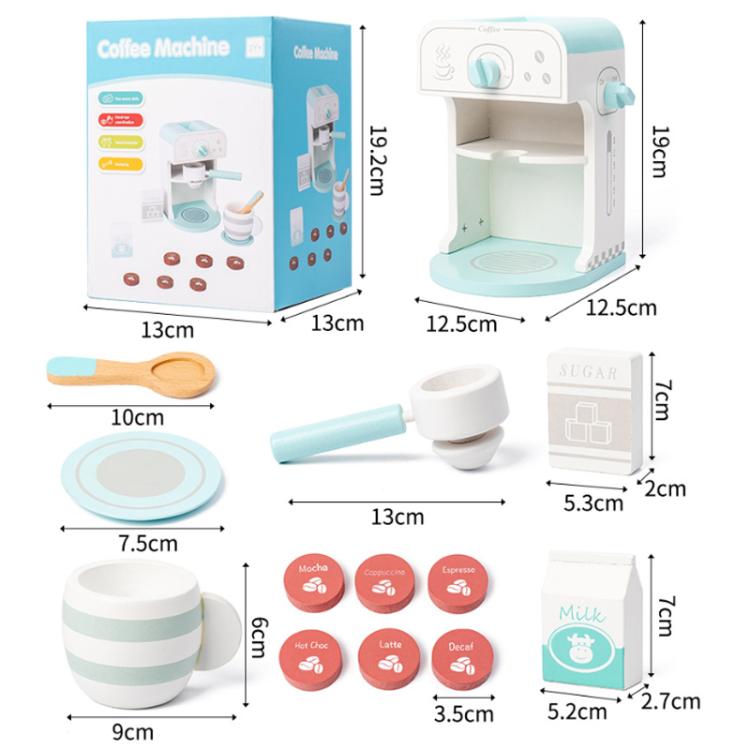 Children Pretend Play Wooden Simulation Coffee Machine Toy