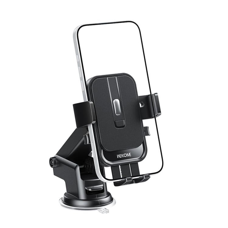 Black mechanical suction cup car phone holder with clamp and adjustable arms