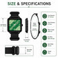 Square quartz watch with green dial and black nylon strap shown with size diagram