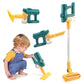 Green and yellow children’s pretend play electric vacuum cleaner toy with light and sound, without base