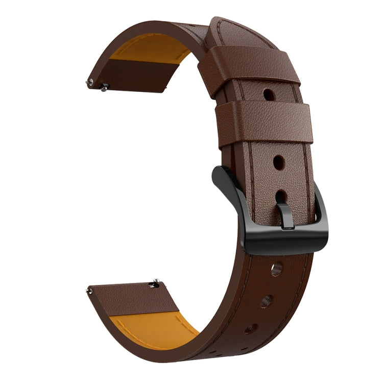 For Samsung Galaxy Watch 3 45mm Round Hole Line Genuine Leather Replacement Strap Watchband