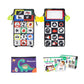 Foldable cloth book toy with mirror, black cover and colorful animal/number grid panels.