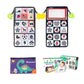 Foldable cloth book toy with animal icon pages and red-bordered baby mirror panel