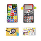 Foldable cloth book toy with alphabet tiles and red-bordered baby mirror panel