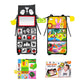 Foldable cloth baby book toy with mirror window and bright front/back picture panels